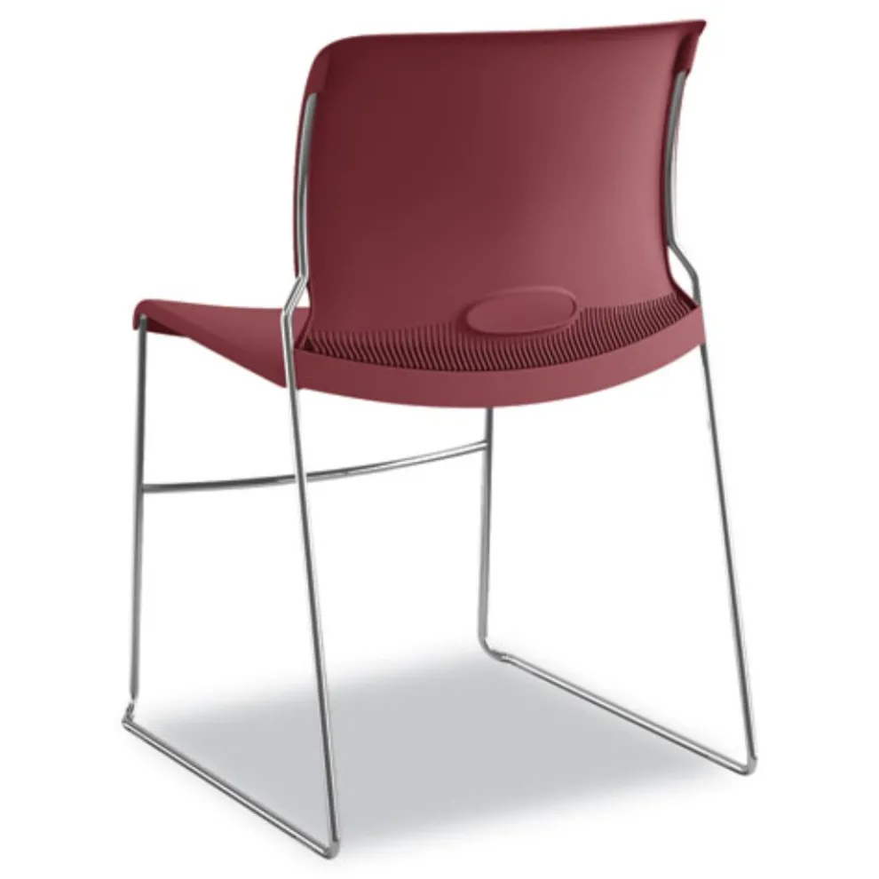 HON Olson Supports Up to 300 lbs., Stacker High Density Chair - Mulberry Seat/Back/Chrome Base (4 Chairs/Carton)