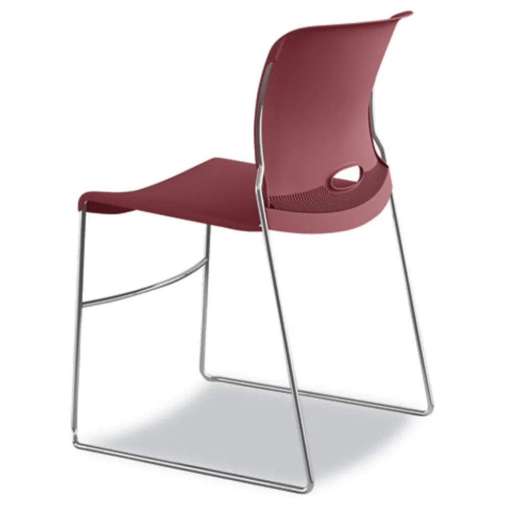 HON Olson Supports Up to 300 lbs., Stacker High Density Chair - Mulberry Seat/Back/Chrome Base (4 Chairs/Carton)