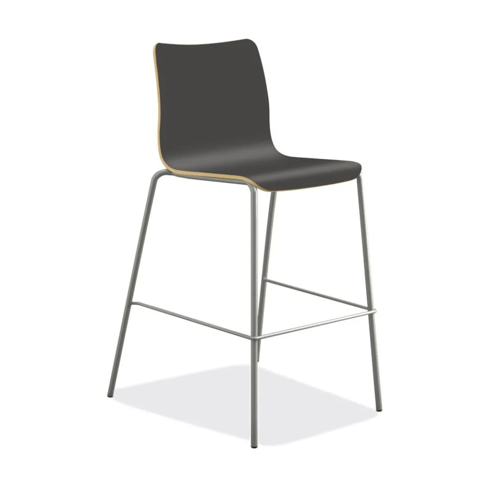 HON Ruck 30 in. Seat Height Supports Up to 300 lbs. Laminate Stool - Charcoal Seat/Back, Silver Base