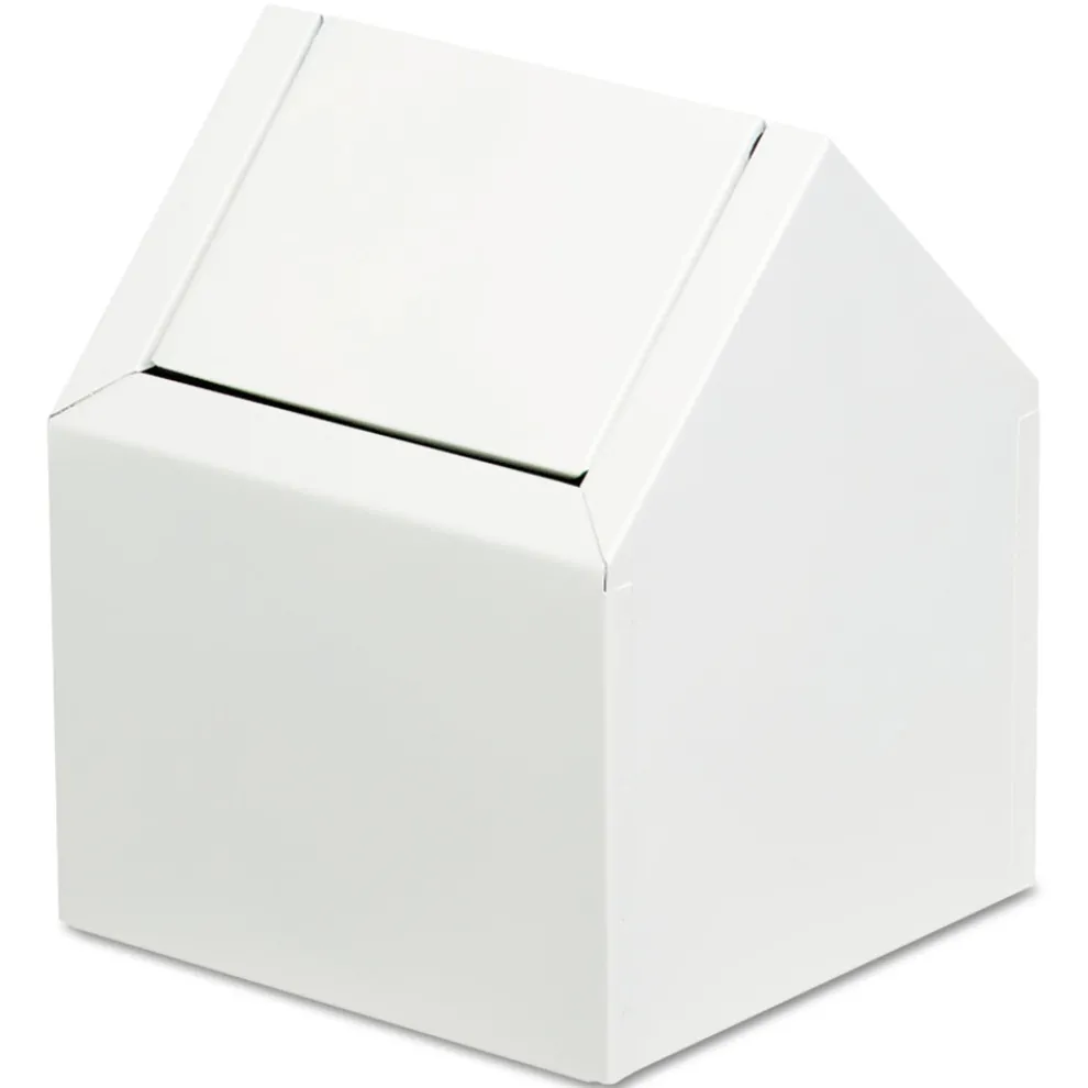 HOSPECO Double Entry Swing Top Floor Receptacle - Metal, White