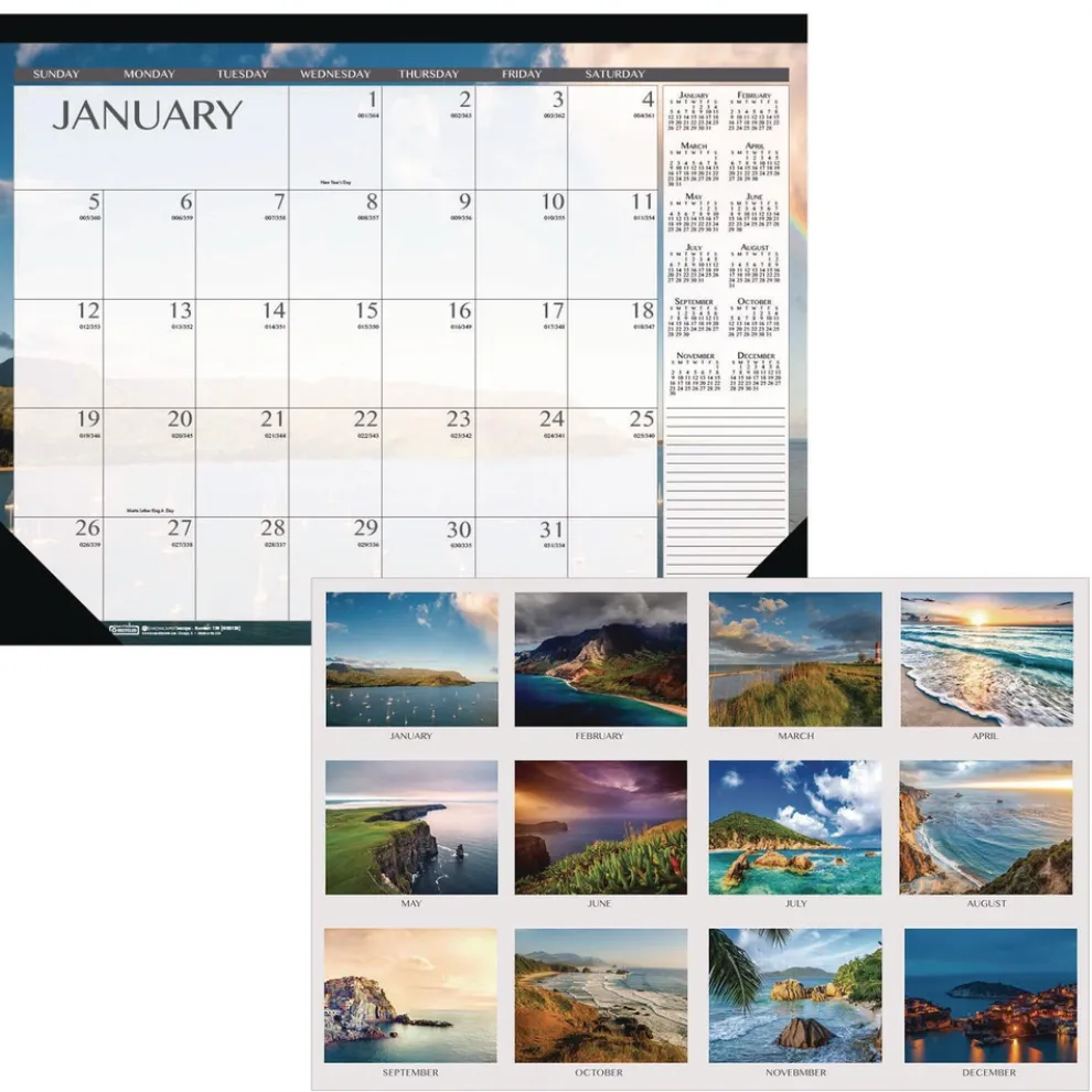 House of Doolittle Earthscapes 22 in. x 17 in. 12-Month (Jan to Dec) 2026 Recycled Desk Pad Calendar - Multicolor
