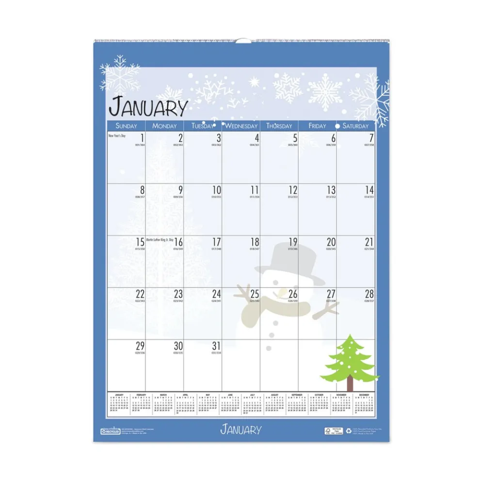 House of Doolittle 12 in. x 16.5 in. 12-Month (Jan-Dec 2026) Recycled Seasonal Wall Calendar