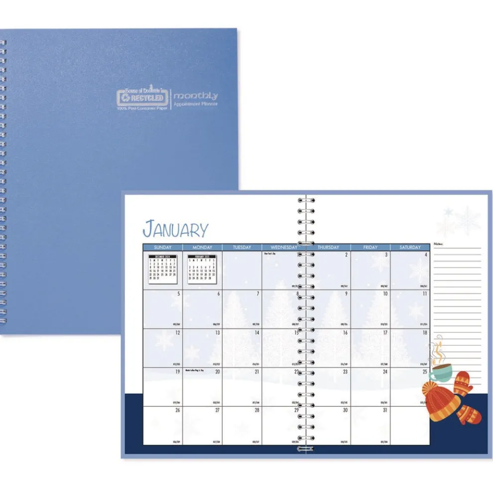 House of Doolittle 10 in. x 7 in. 12-Month (Jan to Dec) 2026 Seasonal Monthly Planner - Illustrated Seasons Artwork/Light Blue Cover