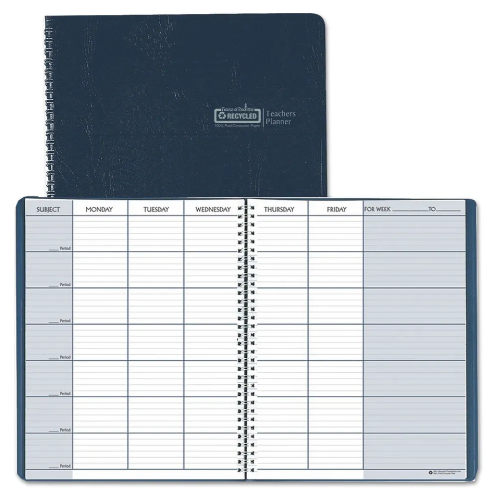 House of Doolittle 11 in. x 8.5 in. Sheets 45-Week Span 7 Classes Weekly Recycled Teacher's Planner - Blue Cover