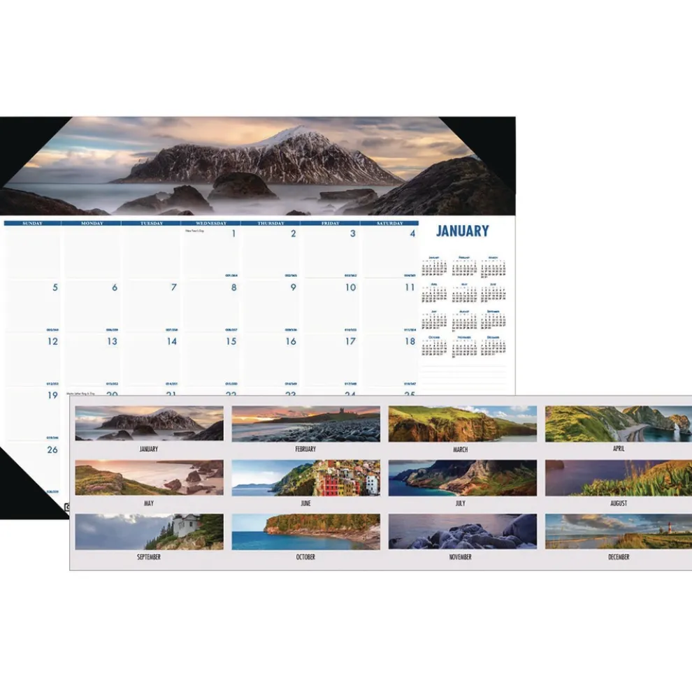 House of Doolittle Earthscapes 18.5 in. x 13 in. 12-Month (Jan-Dec) 2026 Recycled Monthly Desk Pad Calendar - Coastlines Photos