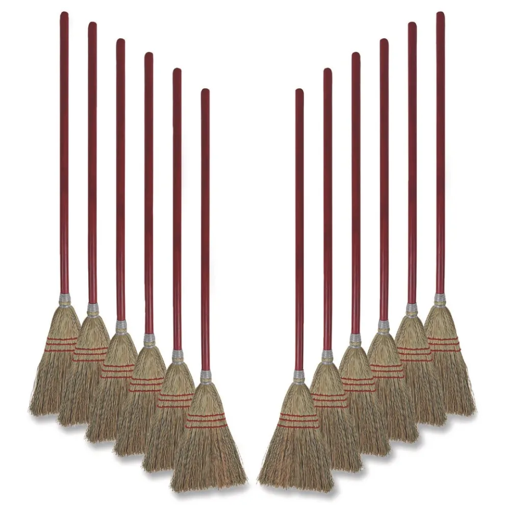 Boardwalk Corn Fiber Lobby/Toy Broom with 39 in. Wood Handle - Red/Yellow (12/Carton)