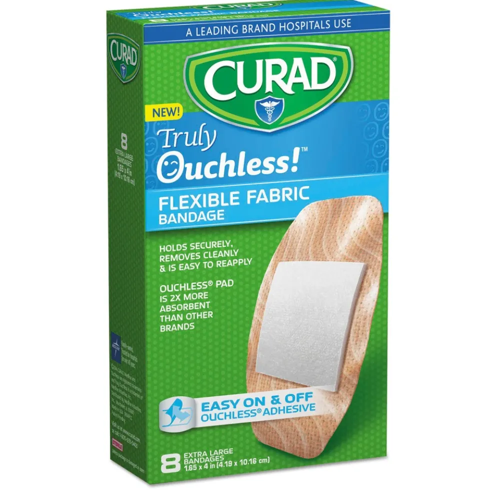 Curad 1.65 in. x 4 in. Ouchless Flex Fabric Bandages (8/Box)
