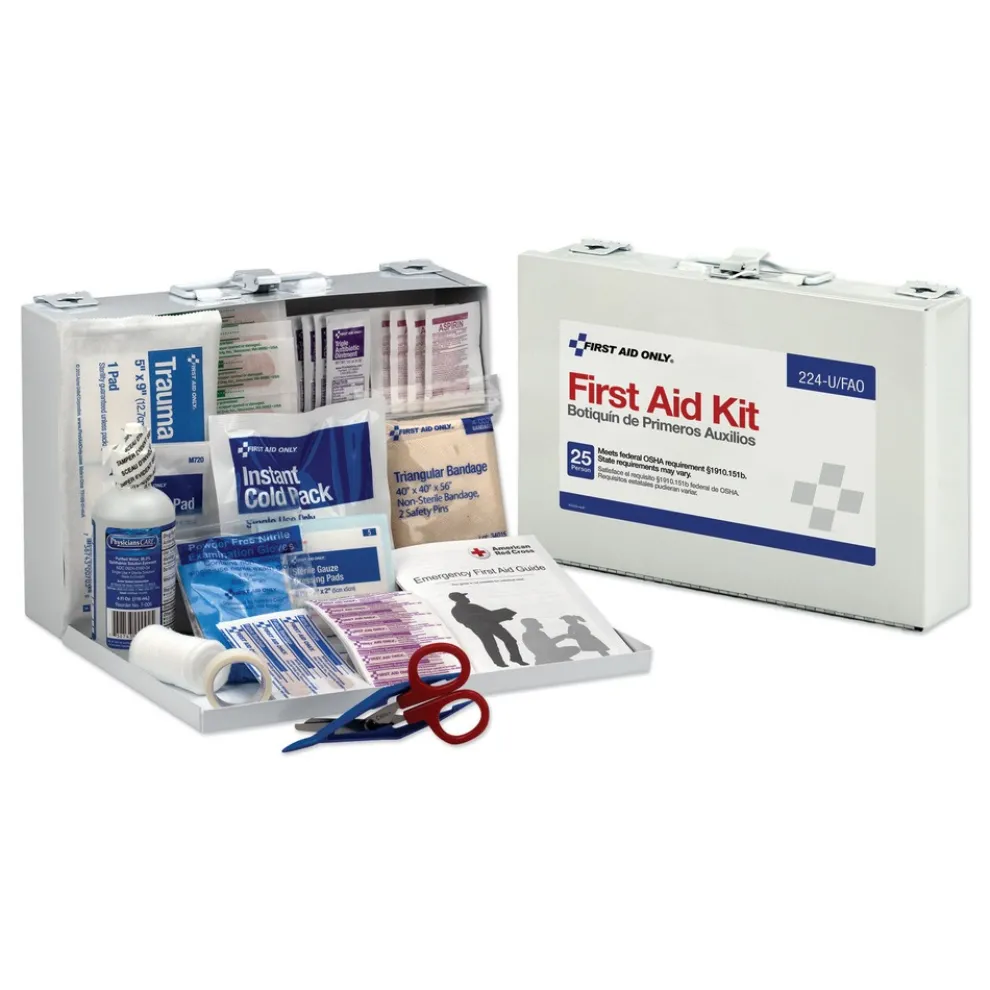 First Aid Only OSHA Compliant First Aid Kit for 25 People with Metal Case (1-Kit)