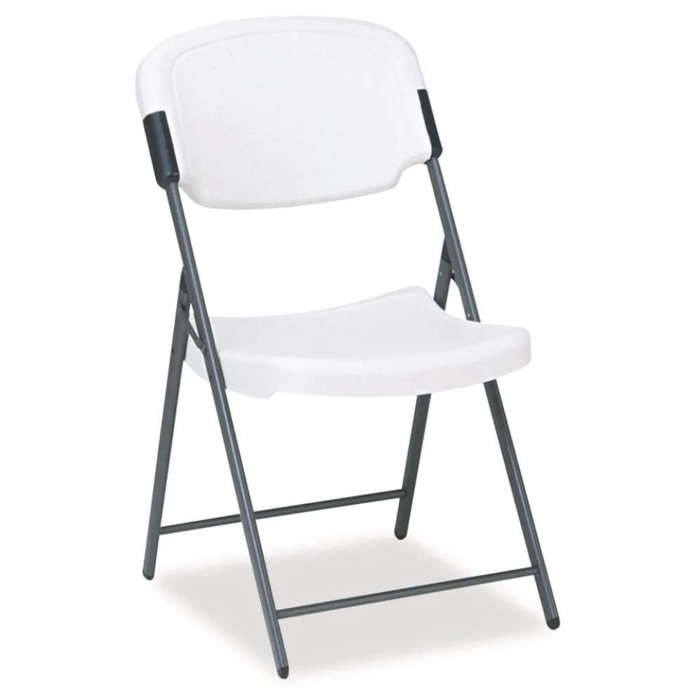 Iceberg Rough N Ready Series Resin Folding Chair, Steel Frame, Platinum