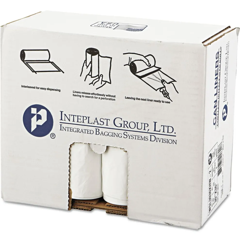 Inteplast Group 30 Gallon .7 mil 30 in. x 36 in. Low Density Can Liner - White (200/Carton)