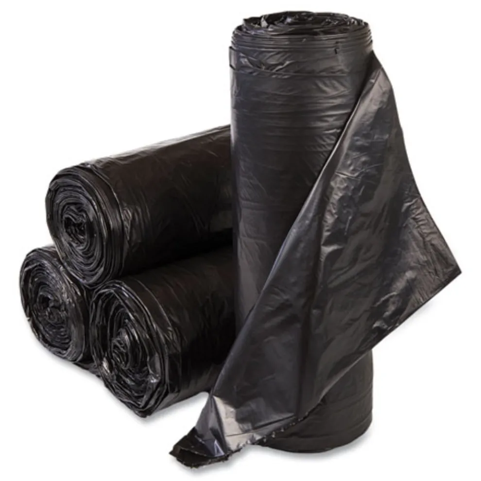 Inteplast Group 30 gal. 0.58 mil 30 in. x 36 in. Institutional Low-Density Can Liners - Black (25 Bags/Roll, 10 Rolls/Carton)