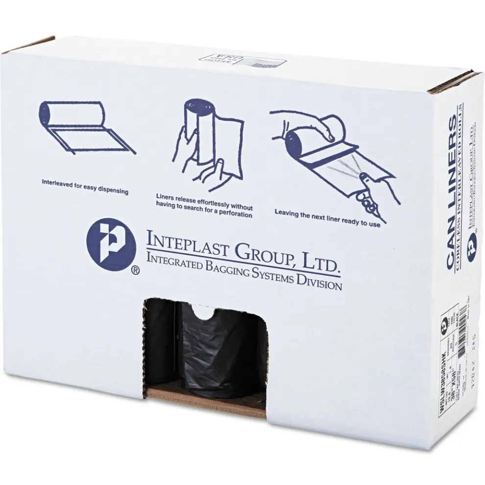 Inteplast Group Low-Density 60 Gallon 38 in. x 58 in. Commercial Can Liners - Black (100/Carton)