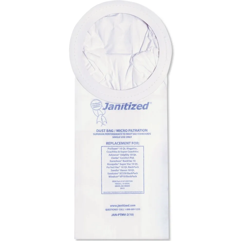 Janitized Vacuum Filter Bags Designed to Fit ProTeam 10 qt Super Coach/MegaVac (10/Carton)