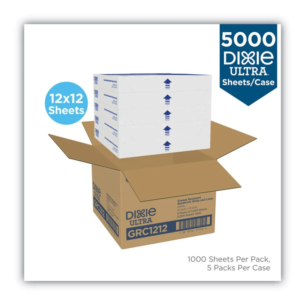Dixie 12 in. x 12 in. All-Purpose Dry Wax Paper Food Wrap - White (5000/Carton)