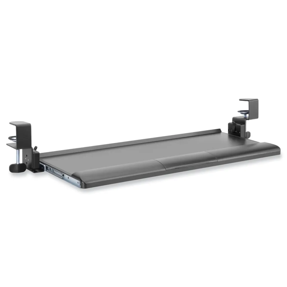 Kantek 26.8 in. x 11.1 in. Desk Clamp Five-Position Tilting Keyboard Tray - Black
