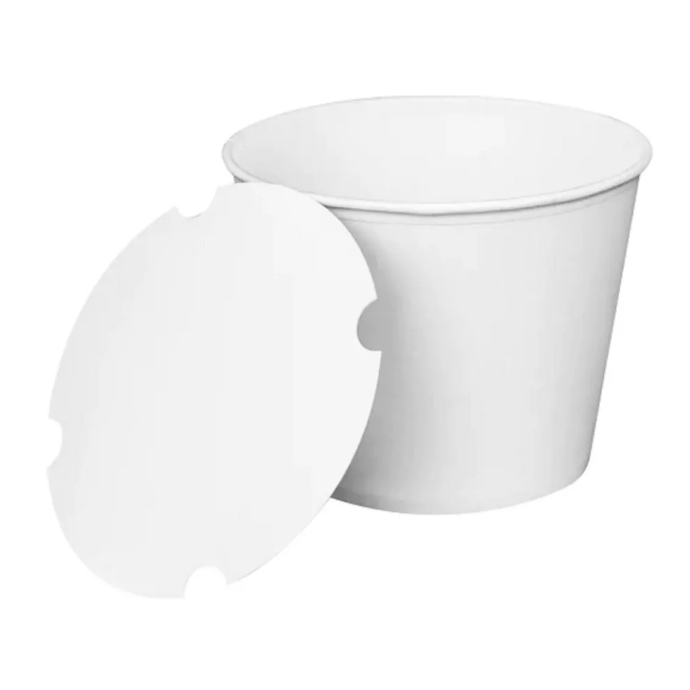 Karat 8.46 in. x 6.6 in. 130 oz. Paper Food Bucket with Lid - White (150/Carton)