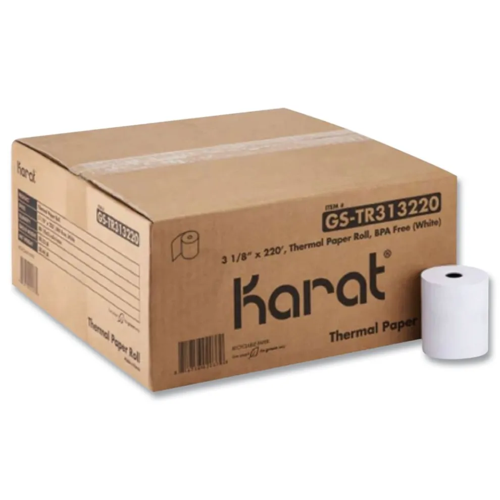 Karat GS-TR313220 3.13 in. x 220 ft. Thermal Paper Rolls - White (50/Carton)