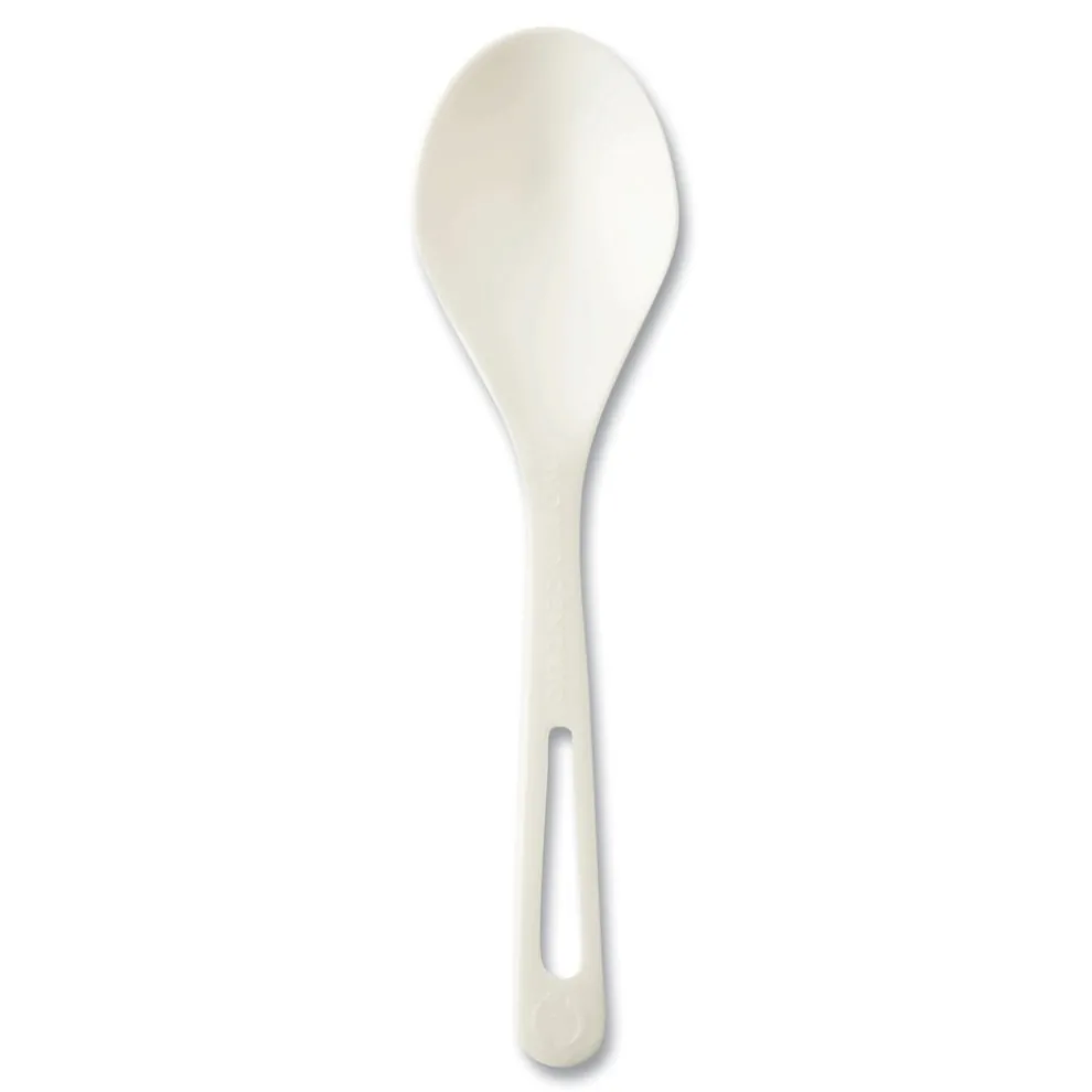 World Centric SO-PS-B TPLA Compostable Cutlery Soup Spoon - White (1000/Carton)