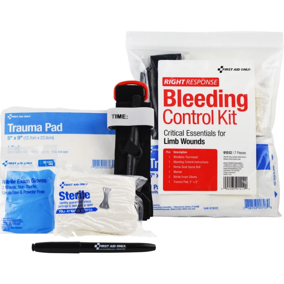 First Aid Only 8-Piece Critical Essentials Bleeding Control Kit for Limb Wounds