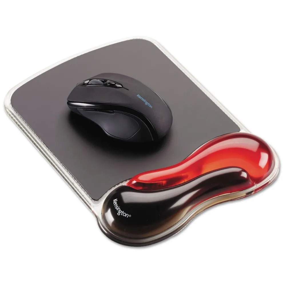 Kensington 9.37 x 13 Duo Gel Wave Mouse Pad with Wrist Rest - Red