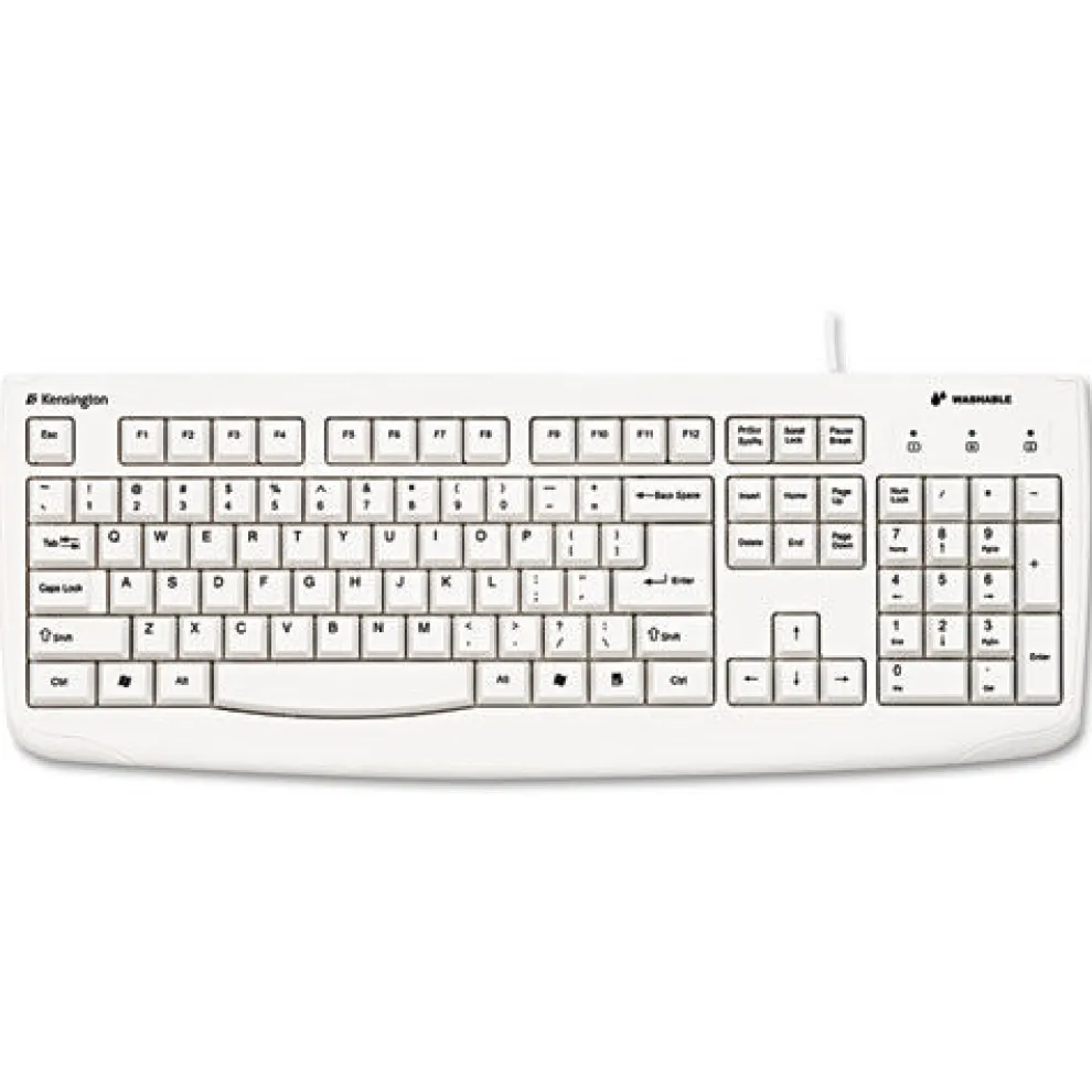 Kensington Pro Fit USB Washable Keyboard, 104 Keys - White