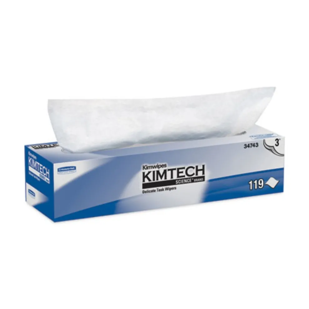 Kimtech Kimwipes 11.8 in. x 11.8 in. 3-Ply Delicate Task Wipers - Unscented, White (1785/Carton)