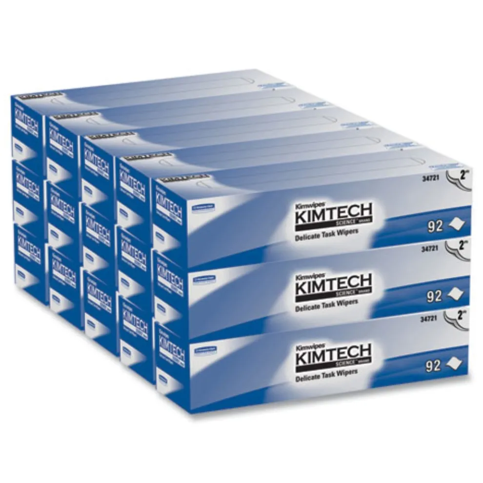 Kimtech Kimwipes 14.7 in. x 16.6 in. 2-Ply Delicate Task Wipers - Unscented, White (1350/Carton)