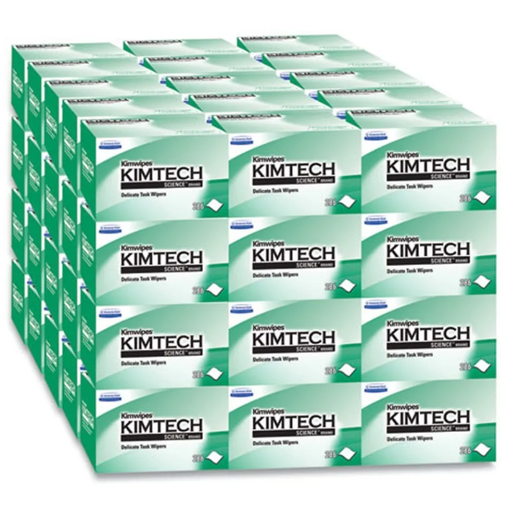 Kimtech 1-Ply 4.4 in. x 8.4 in. Kimwipes Delicate Task Wipers - Unscented, White (16800/Carton)