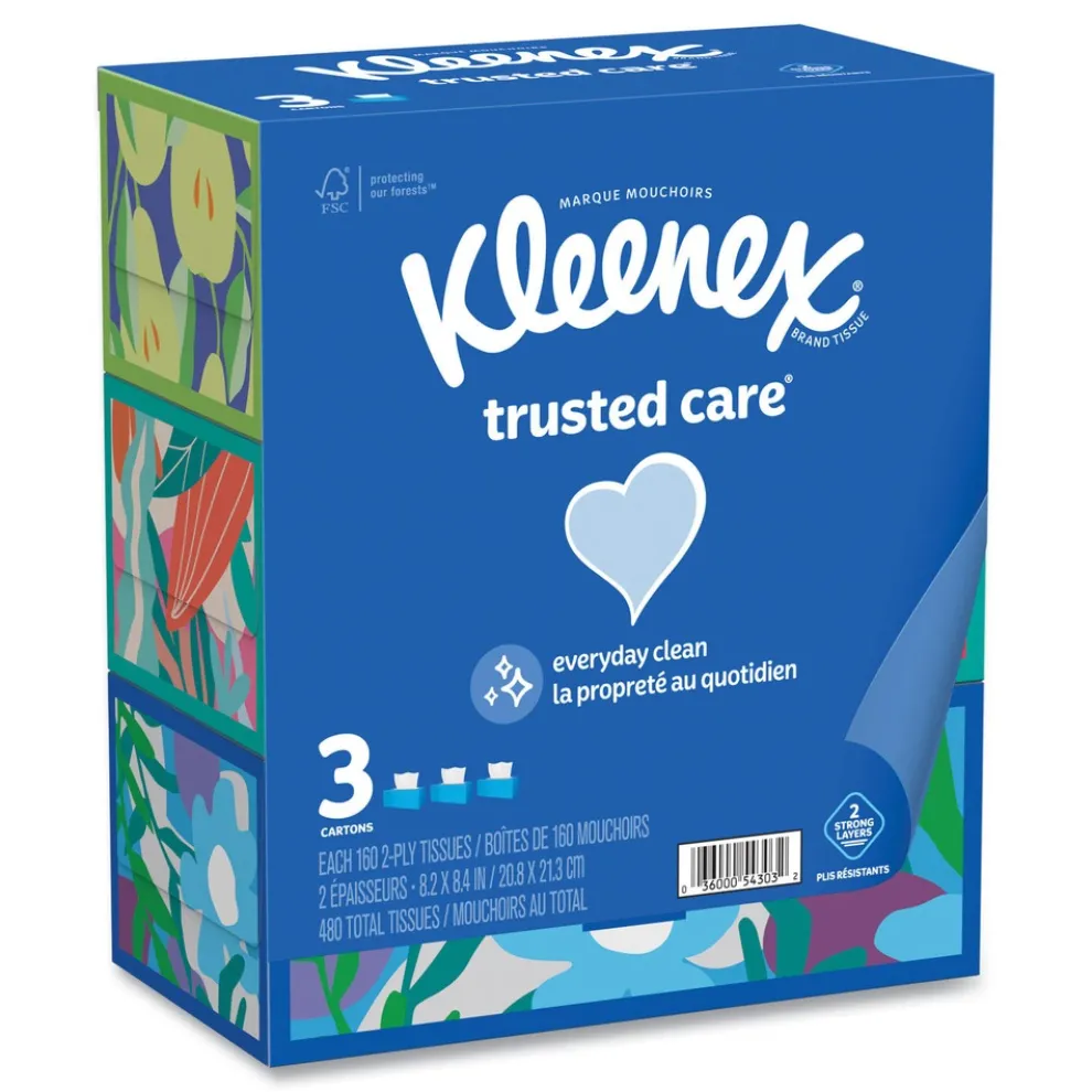 Kleenex 54303 Trusted Care 2-Ply Facial Tissue - White (12/Carton)