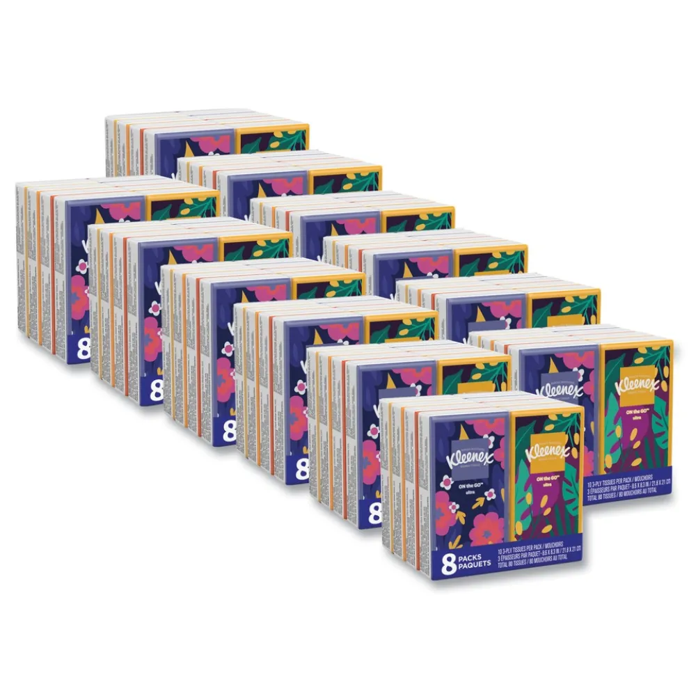 Kleenex 3-Ply On The Go Packs Facial Tissues - White (12 Packs/Carton)