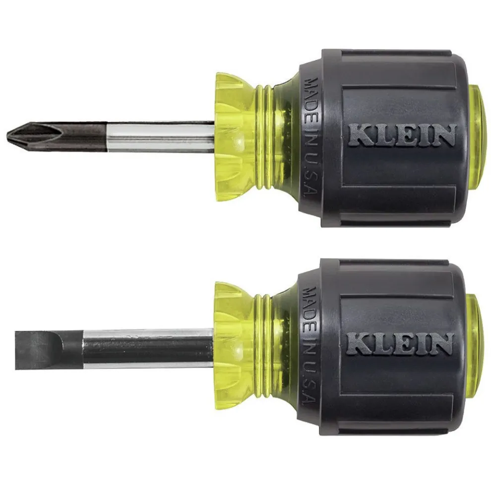 Klein Tools Stubby Slotted and Phillips Screwdriver Set with 5/16 in. Cabinet-Tips and #2 Phillips-Tip