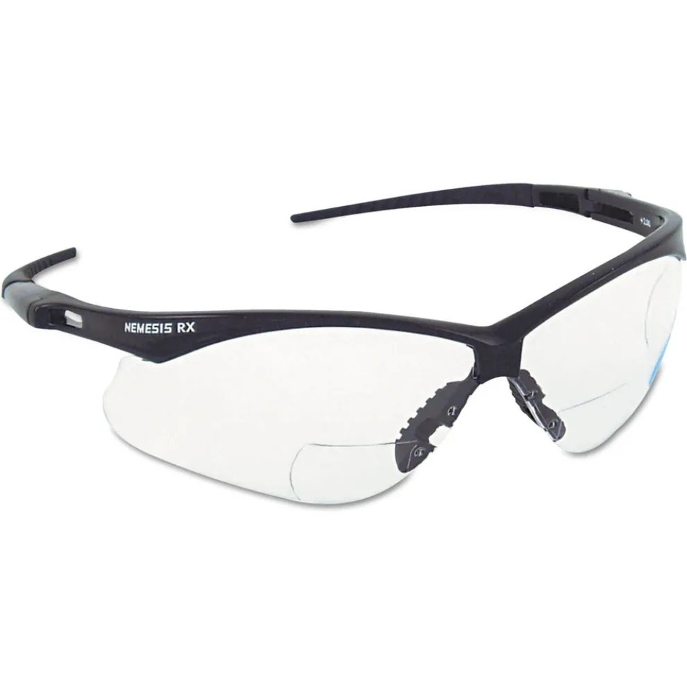 Ansell plus1.5 Diopter Strength V60 Nemesis Rx Reader Safety Glasses - Black Frame, Clear Lens