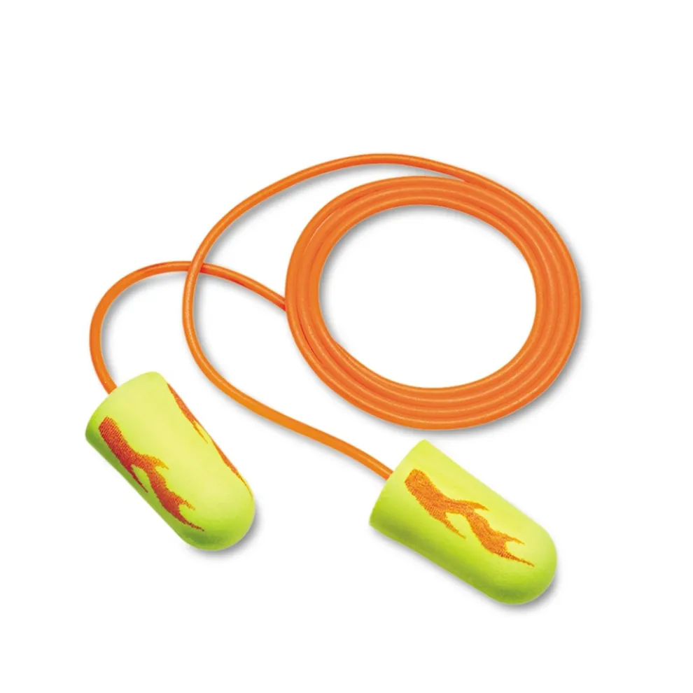 3M E-A-Rsoft Corded Foam Blasts Earplugs - Yellow Neon (200/Box)