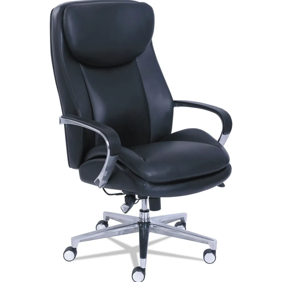 La-Z-Boy Commercial 2000 Big/tall Executive Chair, Lumbar, Supports 400 Lb, 20.25-in To 23.25-in Seat Height, Black Seat/back, Silver Base