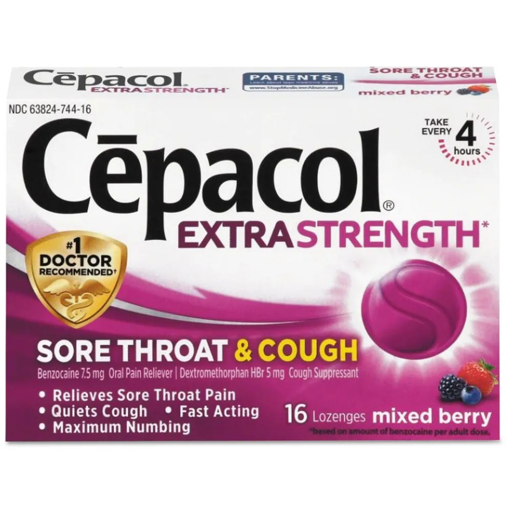 Lysol Sore Throat and Cough Lozenges - Mixed Berry (24 Packs/Carton)