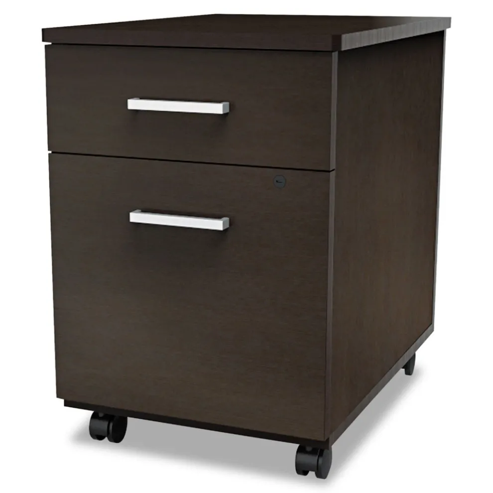Linea Italia 16.5 in. x 19.75 in. x 23.63 in. Left or Right 2-Drawer Box/File Legal/Letter Trento Line Mobile Pedestal File - Mocha