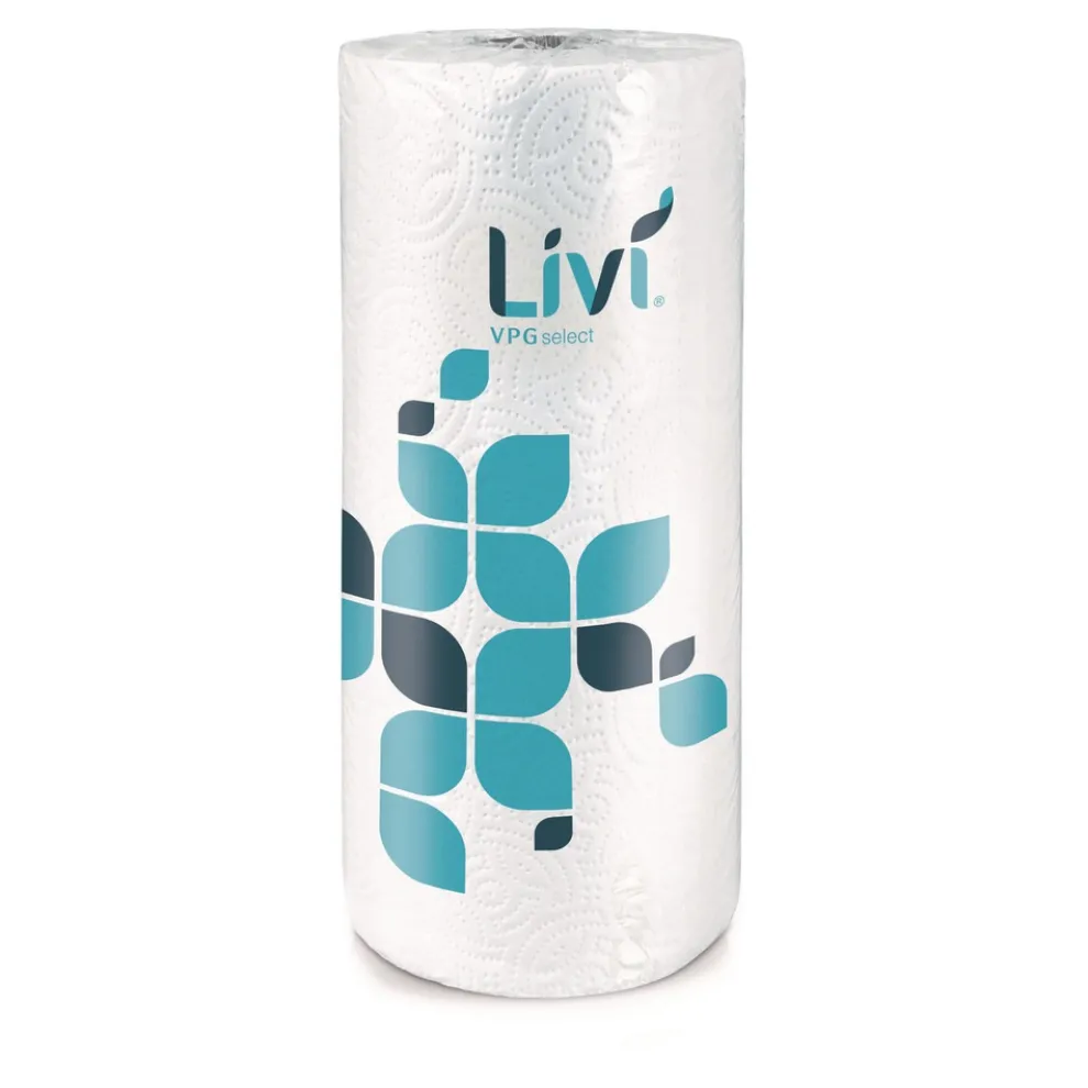 Livi VPG Select 10.98 in. x 9.98 in. 2-Ply Kitchen Roll Towel - White (30 Rolls/Carton)