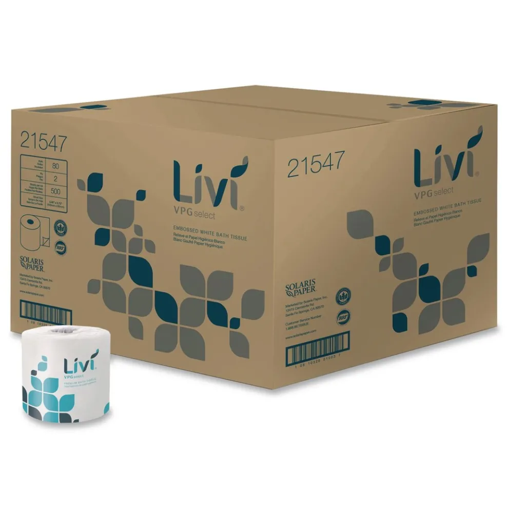Livi VPG Select 4.06 in. x 3.75 in. 2-Ply Septic-Safe Bath Tissue - White (80/Carton)