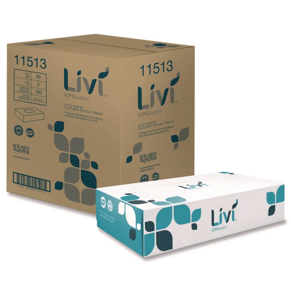 Livi VPG Select 2-Ply Flat Box Facial Tissue - White (30 Boxes/Carton)