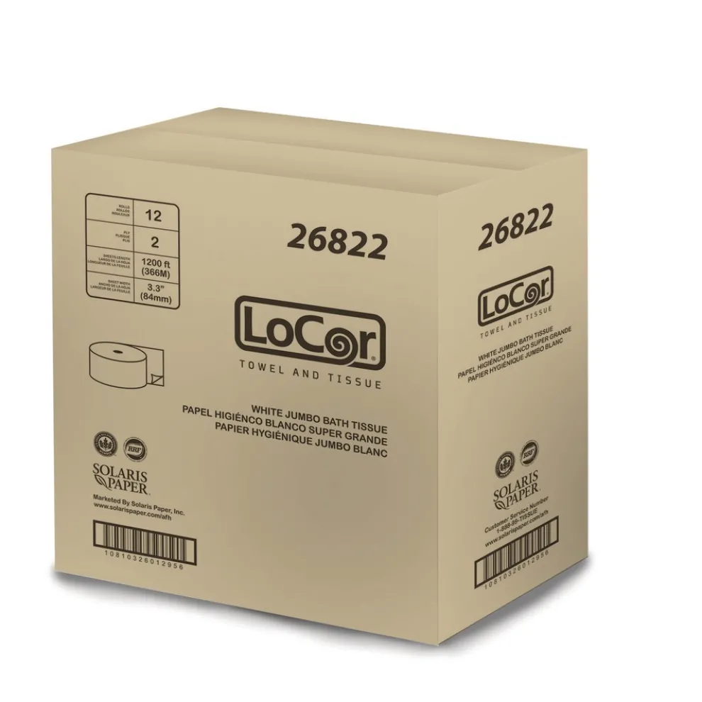LoCor 3.3 x 1200 ft. 2-Ply Jumbo Bath Tissue - White (1-Carton)