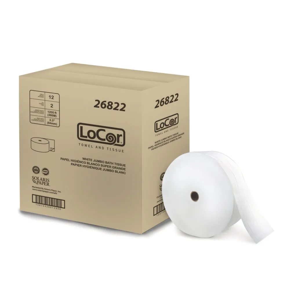 LoCor 3.3 x 1200 ft. 2-Ply Jumbo Bath Tissue - White (1-Carton)