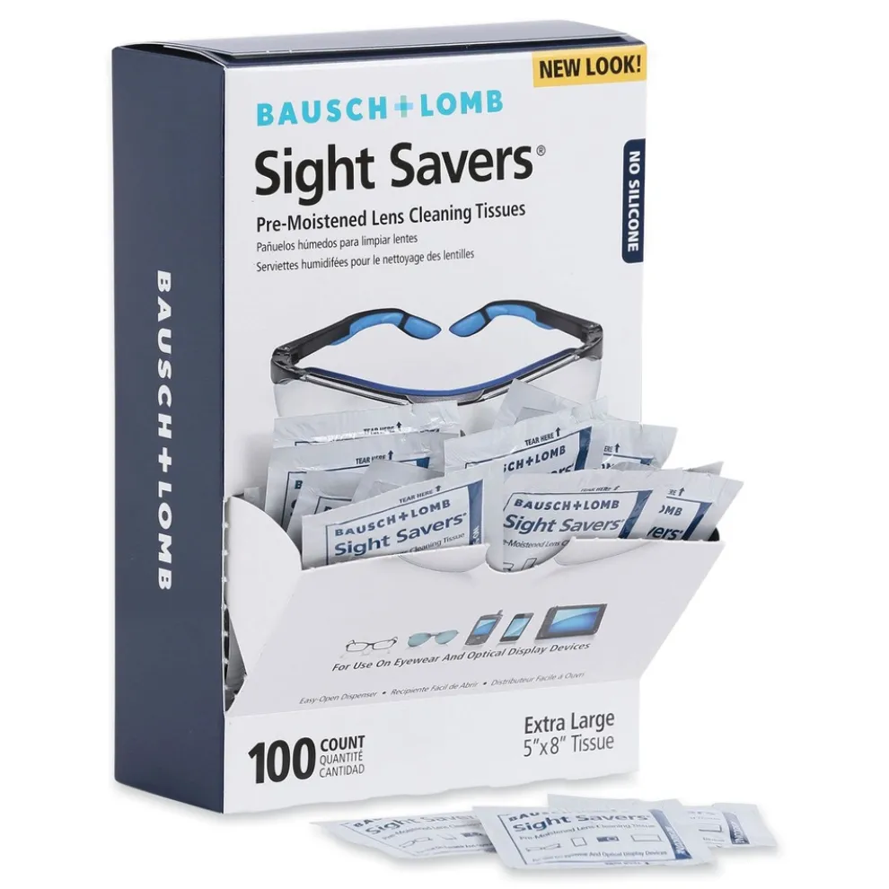 Bausch & Lomb Sight Savers 8 in. x 5 in. Premoistened Lens Cleaning Tissues (100/Box)