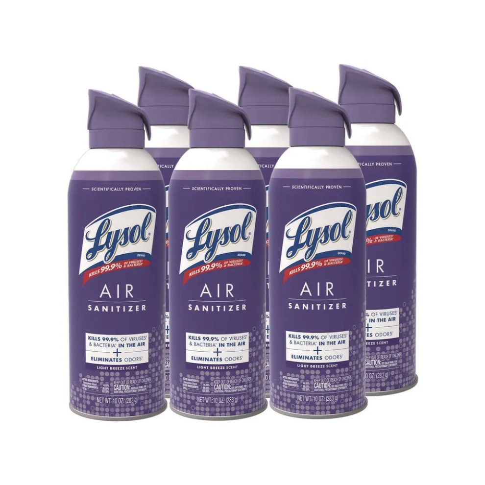 LYSOL Brand 19200-99394 10 oz Aerosol Can Air Sanitizer Spray - Light Breeze Scent (6/Carton)