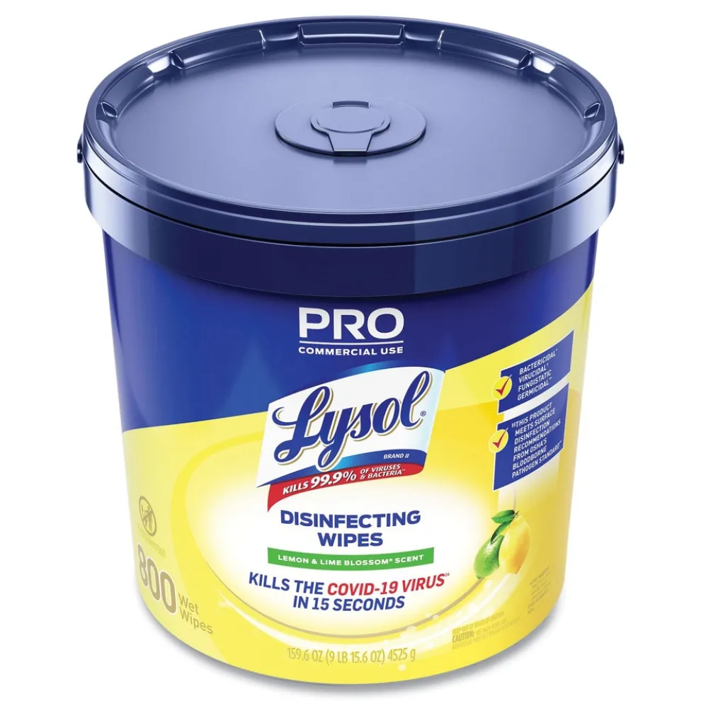 LYSOL Brand 6 in. x 8 in. 1-Ply Professional Disinfecting Wipe Bucket - Lemon and Lime Blossom White