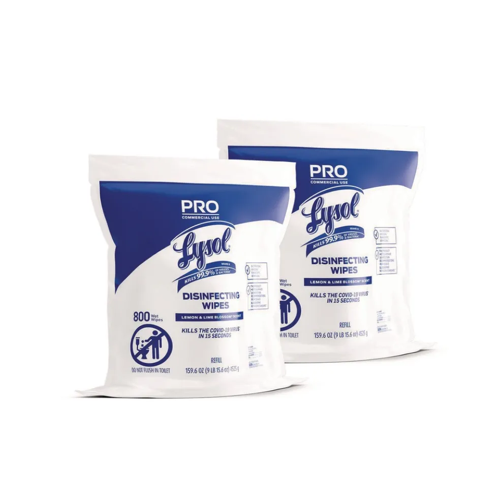 LYSOL Brand 6 in. x 8 in. 1-Ply Professional Disinfecting Wipe Bucket Refill - Lemon and Lime Blossom White (2/Carton)