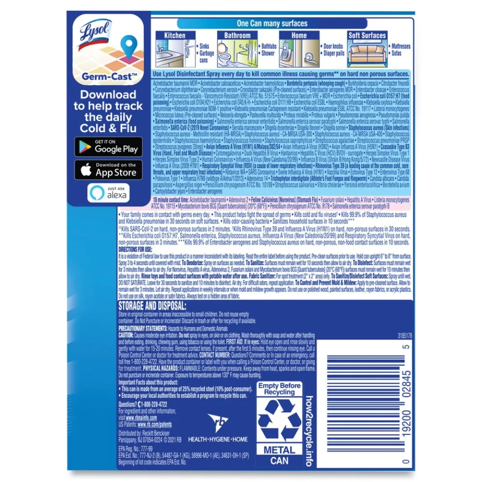 LYSOL Brand 12.5 oz. Liquid Disinfectant Spray - Spring Waterfall Scent