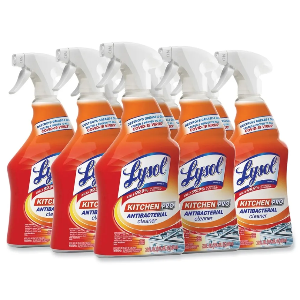 LYSOL Brand 22 oz. Spray Bottle Kitchen Pro Antibacterial Cleaner - Citrus Scent (9/Carton)