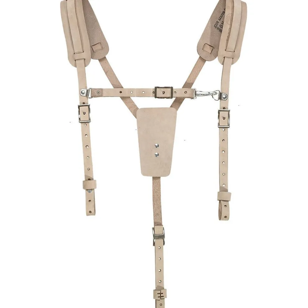 Klein Tools Soft Leather Work Belt Suspenders - One Size, Light Brown