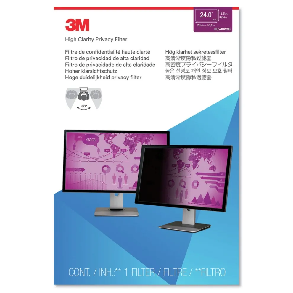 3M 16:10 Aspect Ratio High Clarity Privacy Filter for 24 in. Widescreen Flat Panel Monitor