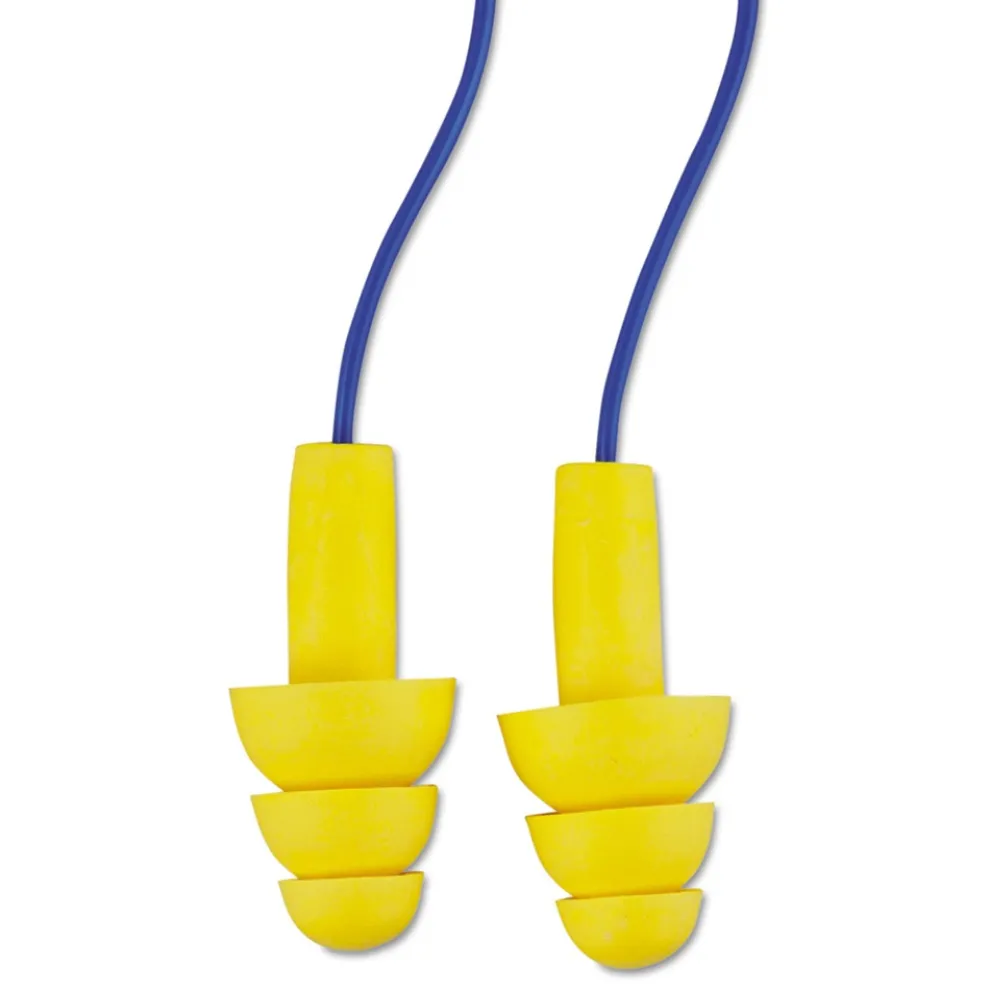 3M 25 dB NRR E-A-R UltraFit Corded Reusable Earplugs - Blue/Yellow (200/Box)